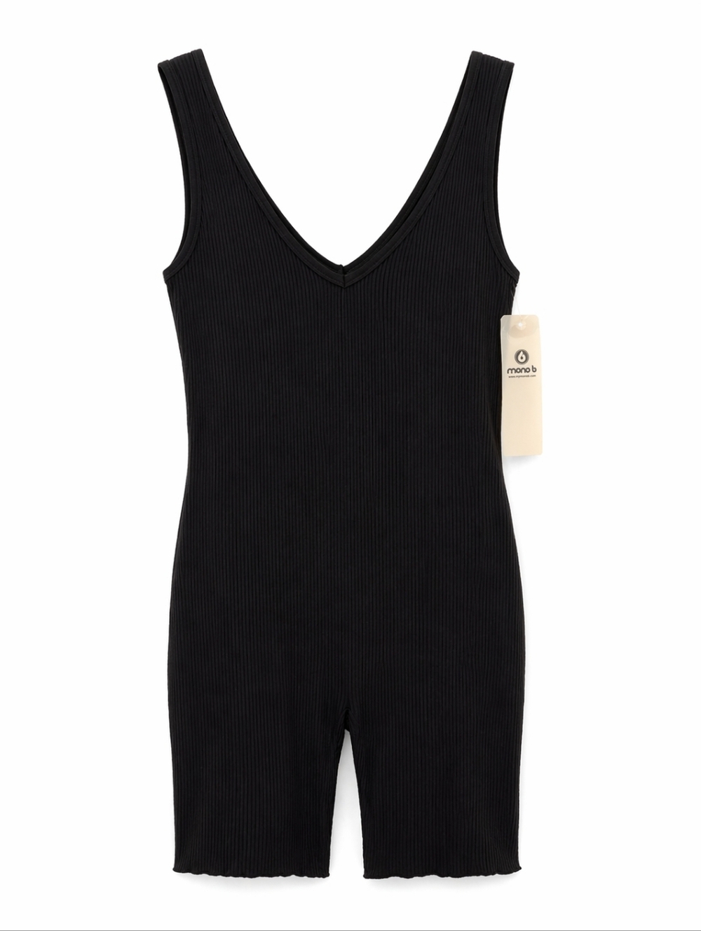 Mono B Black Ribbed Romper Biker Short Jumpsuit NWT Size M